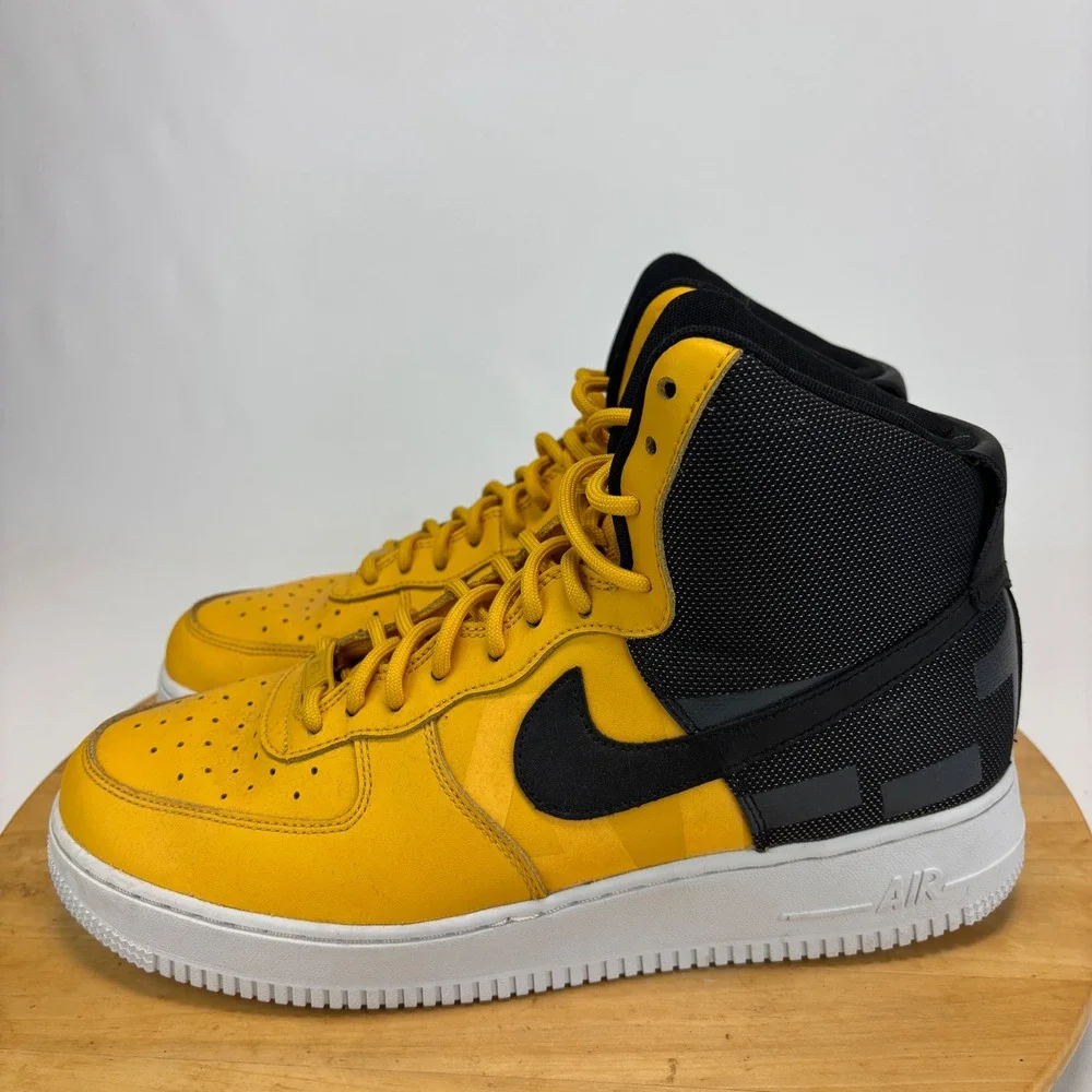 Nike Air Force 1 High Mens 10.5 Yellow Black AV8364-700 University Gold AF1